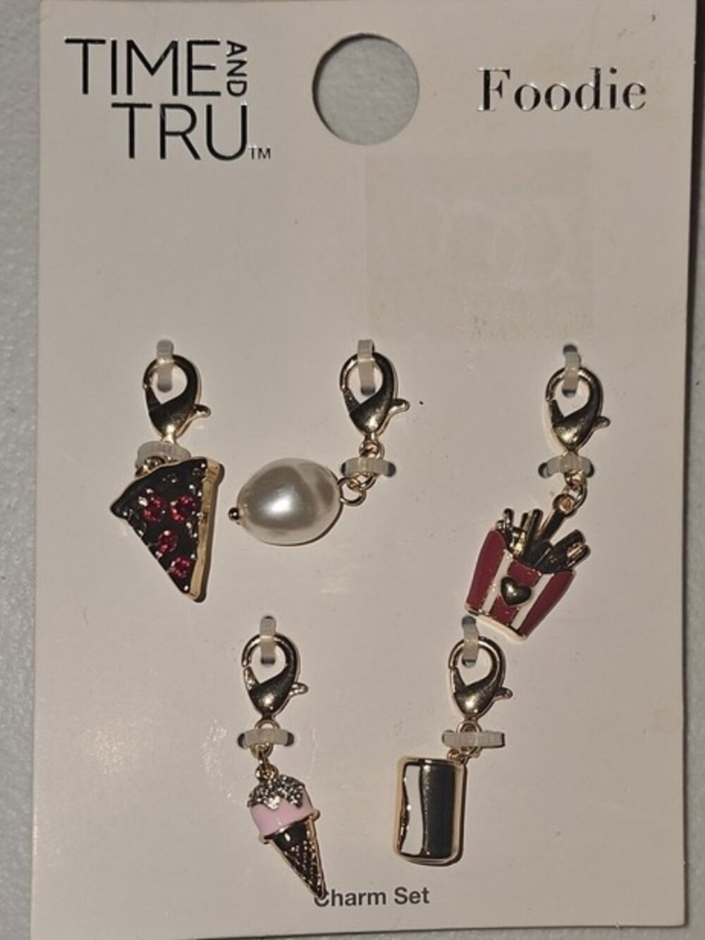 Time and Tru Goldtone Multi Charm Set, Foodie, 5 Pieces New
